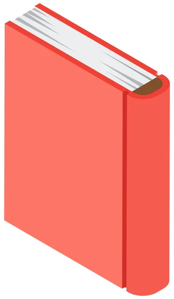 Libro rosso copertina rigida in stile cartone animato design isometrico. Attributo del libro di testo di studio e conoscenza — Vettoriale Stock