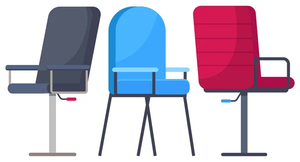 Cadeira macia azul isolada com costas em fundo branco, mobiliário moderno e elegante para casa ou escritório —  Vetores de Stock
