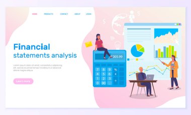 Finansal durum analizi iniş sayfası. Muhasebe finansmanı kar ve hesaplama parası