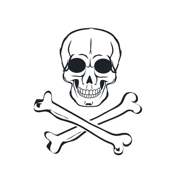 Scull and Crossbones Sign Vector Illustration — Stock Vector