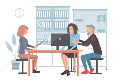 İş adamları tartışıyor, bir projeyi tartışıyorlar. İş toplantısı, ofis odasında çalışma süreci