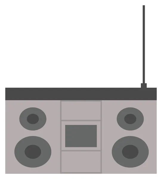 Grabadora de cinta retro vectorial para casetes de audio. Reproductor de casete magnético, receptor de radio con antena — Vector de stock