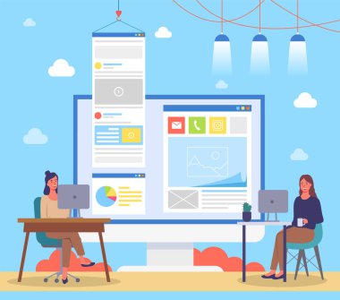 Ofis, iş kadınlarıyla görüşüyor, proje tartışıyorlar. Kadın meslektaşına sunum yapıyor.