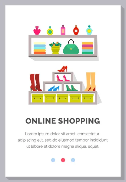 Интернет-шопинг людей и взаимодействие с магазином. Шаблон страницы посадки плоская векторная иллюстрация — стоковый вектор