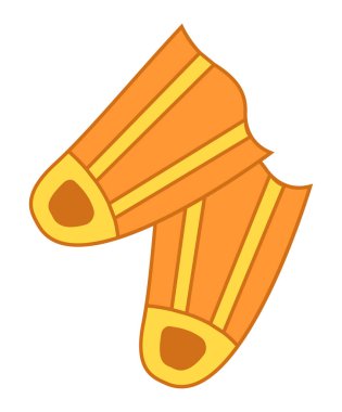 Dalış vektörü çizimi için sarı yüzgeçliler. Sualtı yüzme ayakkabıları dalgıç kostüm elementi