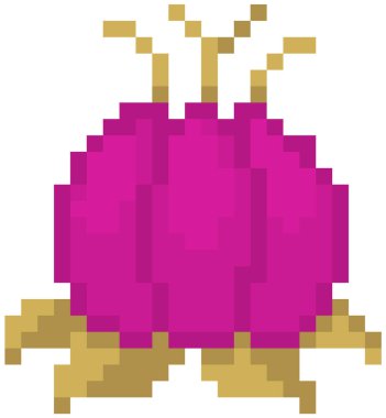 Kozmik bitki vektör çizimi. Yapraklı uzaylı çiçeği. Piksel oyun tasarımı için bilinmeyen nesne