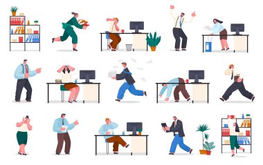 Ofiste kaos, kafası karışmış ofis çalışanı evrak işleri, kızgın patron, belgede arama hatası.