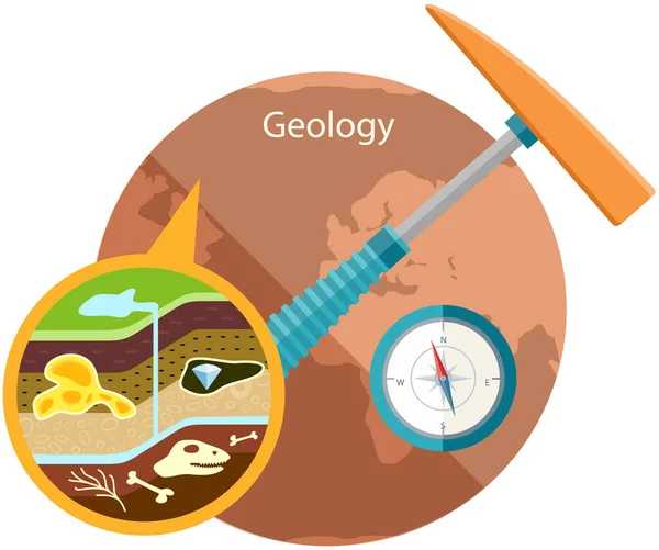 Composição da crosta e seus componentes sob ampliação. Geologia como ciência sobre a terra —  Vetores de Stock