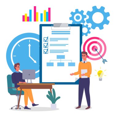 İş çözümleri uygulanması, tamamlanmış görevlerle pano, iletişim kuran işadamları