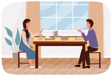 Kadın ve erkek, tortilla ve baharatla yemek yer. Karakterler Hint mutfağının tadını alır.