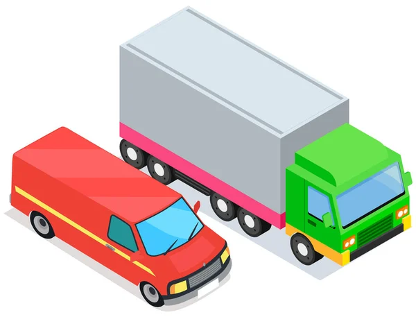 Fahrzeug für Transport und Versand. Zustellung von Paketen per Transport. Postlaster — Stockvektor