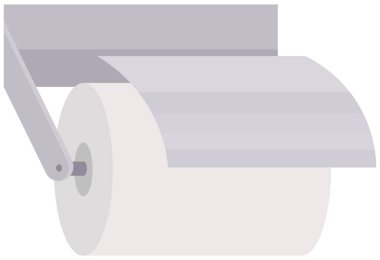 Metal tutacağı olan tuvalet kağıdı rulosu. Düz biçimli illüstrasyon, beyazda izole edilmiş hijyenik element