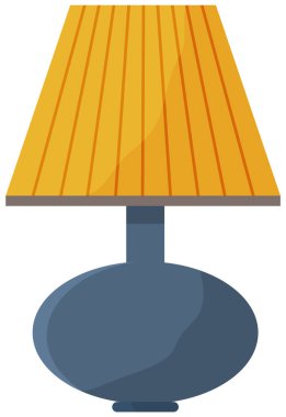 Masa lambası beyaz arkaplanda izole edilmiş. Düz dizaynlı sarı keçeli ışıklı cihaz