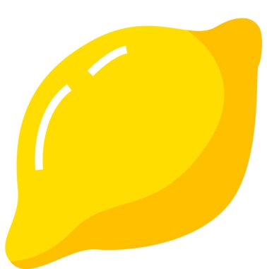 Beyaz arka planda çizgi film sarı limon. Limon ikonu, organik doğal ekşi turunçgil meyvesi izole edilmiş.