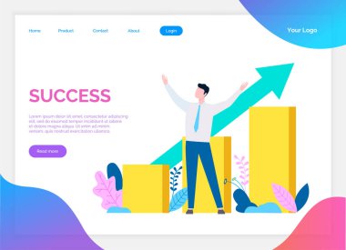 Başarı afişi. Kazanan vizyon, hedefe ulaşmak, iş hedefi. Başarılı takım çalışması stratejisi