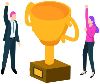 Başarı afişi. Kazanan vizyon, hedefe ulaşmak, iş hedefi. Başarılı takım çalışması stratejisi