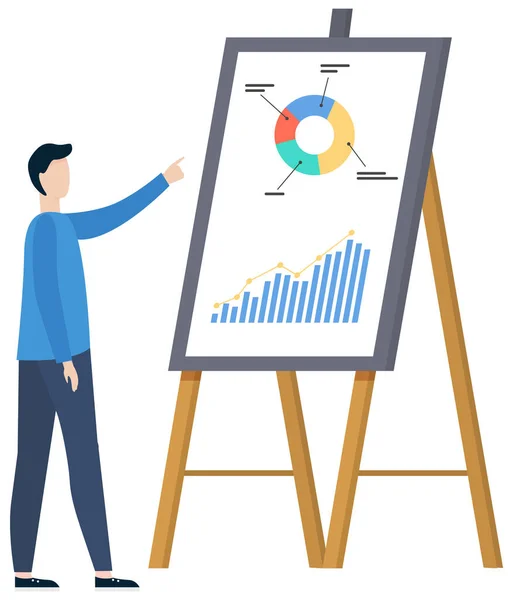 Succesvolle bedrijfspresentatie, bedrijfsplanning, analyse van statistische indicatoren — Stockvector