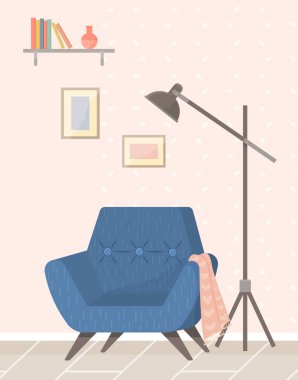 Düz dizayn iç tasarım. Dairedeki mobilyaların planlanması ve düzenlenmesi. Oturma odası. Ev hayatı. Biçim evi