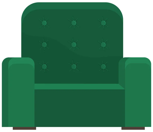 Retro groen gekleurde fauteuil. Woonkamer meubels ontwerp concept modern interieur element — Stockvector