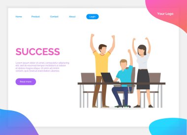 Başarı afişi. Kazanan vizyon, hedefe ulaşmak, iş hedefi. Başarılı takım çalışması stratejisi