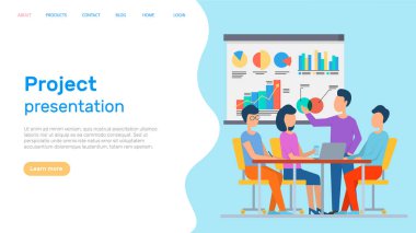 Başarılı iş projesi sunumu, şirket stratejisi planlaması, istatistik göstergeleri analizi