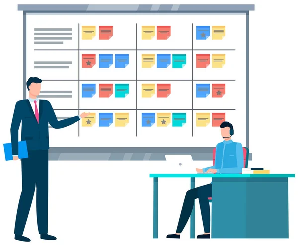 Planification de la stratégie d'entreprise, gestion de projet. Travaux de rabotage. Analyse et analyse des données. Philosophie kaizen — Image vectorielle