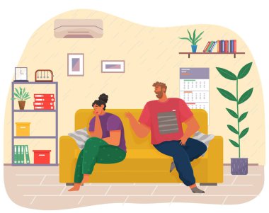 Evlerinde kavga eden gençler. Erkek ve kadın kötü bir ilişki, aile kavgası.