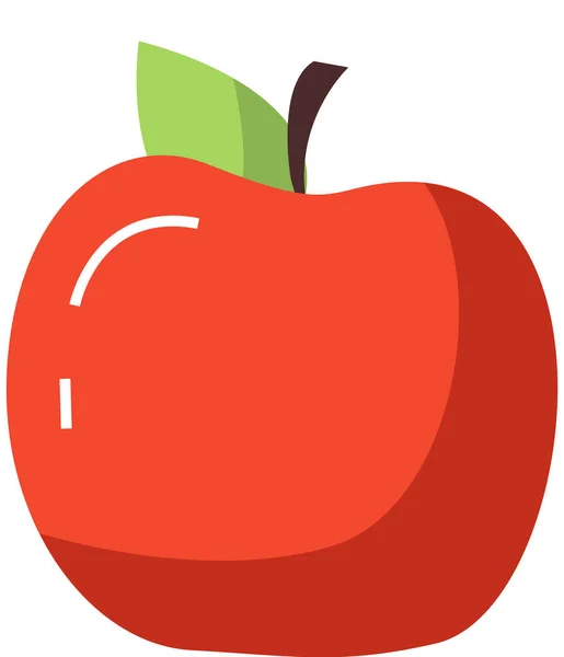 红色苹果，叶子白色。健康的甜水果。新鲜天然开胃产品,生甜苹果 — 图库矢量图片