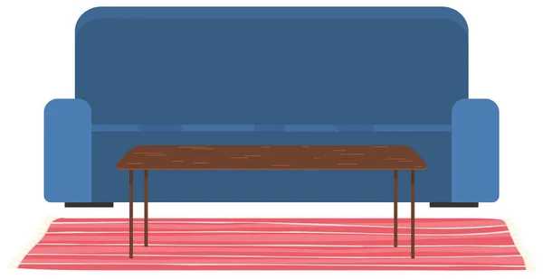 Canapé doux avec des oreillers colorés illustration vectorielle. Canapé bleu isolé sur fond blanc — Image vectorielle