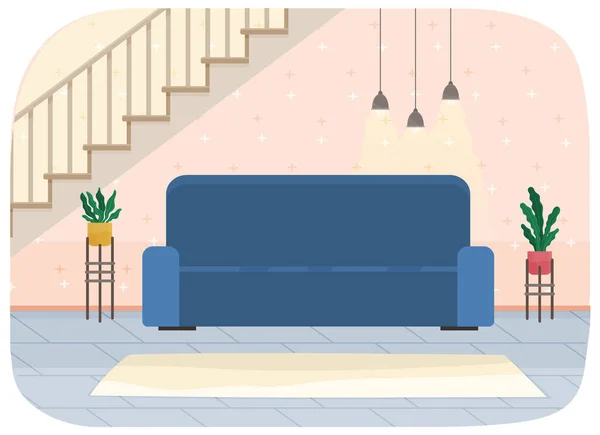 Intérieur design plat. Planification et agencement des meubles dans l'appartement. Salle de séjour. Style de vie. Maison de style — Image vectorielle
