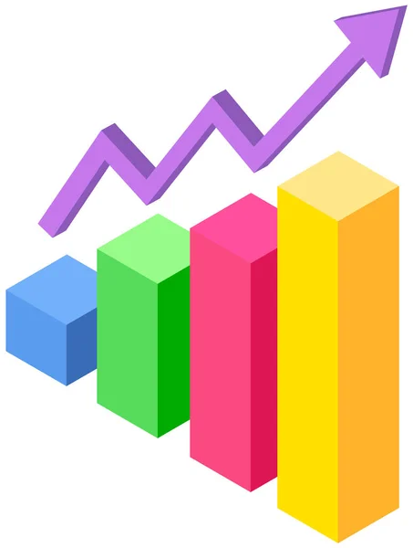 Estatísticas gráficas isométricas de modem. Indicadores de crescimento dos lucros das vendas apresentados no gráfico estatístico —  Vetores de Stock