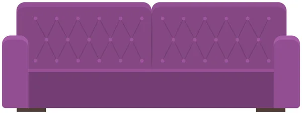 Mjuk soffa med färgglada kuddar vektor illustration. Lilac soffa isolerad på vit bakgrund — Stock vektor