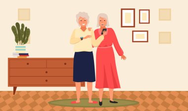 Yaşlı insanlar video oyunu oynar. Farklı aletleri olan yaşlı insanlar. Bilgisayarda eski eğitim