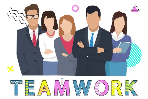 Business-Team bereit zur Arbeit. Teamwork. Coworker charakterisieren Kommunikation. Teambildung — Stockvektor