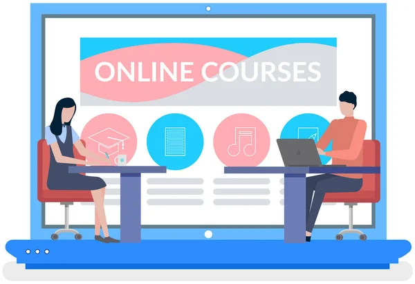 Online education, training or e-learning concept. Website for education and business courses — Stock Vector