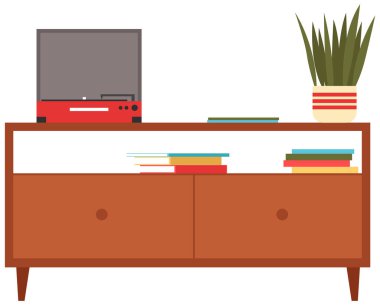 Düz dizayn iç tasarım. Dairedeki mobilyaların planlanması ve düzenlenmesi. Oturma odası. Ev hayatı. Biçim evi