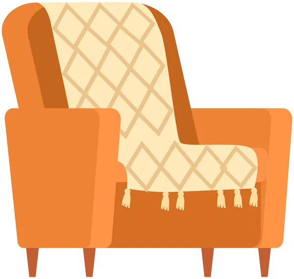 Retro crème gekleurde fauteuil. Woonkamer meubels ontwerp concept modern interieur element — Stockvector