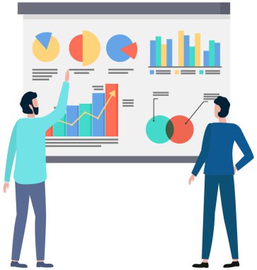 Başarılı iş projesi sunumu, şirket stratejisi planlaması, istatistik göstergeleri analizi