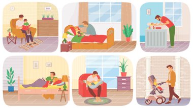 Doğum iznindeki çocuk sahneleriyle gelen bir adam. Babam hikaye anlatır, yürür, yıkar, bebeğe bakar.