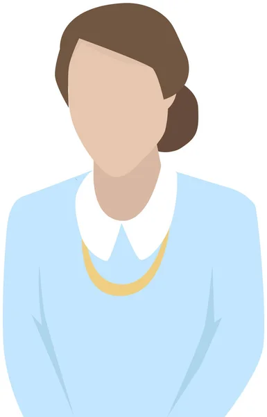 Femme d'affaires portant une blouse bleue et des perles. Illustration vectorielle de femme en tenue de bureau isolée — Image vectorielle