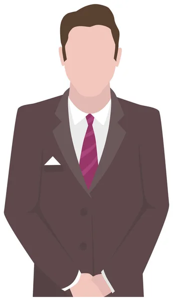 Confident businessman in office outfit. Man in dark suit and tie standing with his arms crossed — Stock Vector