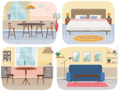 Düz dizayn iç tasarım. Dairedeki mobilyaların planlanması ve düzenlenmesi. Oturma odası. Ev hayatı. Biçim evi