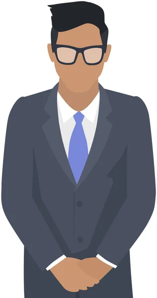 Homme d'affaires confiant en tenue de bureau. Homme en costume sombre et cravate debout avec les bras croisés — Image vectorielle
