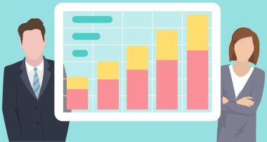 Takım çalışması, şirkette ortak çalışma. Grafiklerle işbirliği ve tartışma grafiksel iş raporu