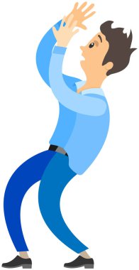 Korkmuş ve yorgun adam işi bitirmek için acele eder. Çalışanların teslim tarihleri için acelesi var.