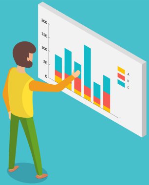 Çalışanlar istatistiksel göstergeleri, iş verilerini analiz ederler. Karakterler pazarlama araştırmalarıyla çalışır