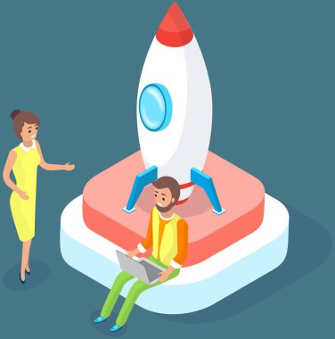 Başlangıcın sembolü olarak roketin fırlatılması başarılı oldu. İş projesinin geliştirilmesi üzerinde çalışan insanlar