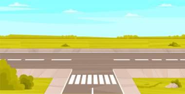 Yaya geçidinin ve arazinin görüntüsü. İşaretli ve yaya geçitli peyzaj