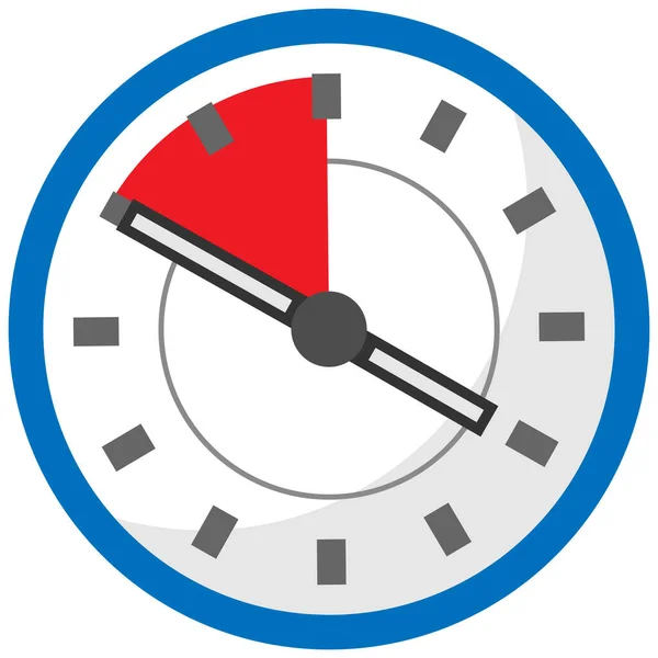 Horloge avec zone rouge, le temps restant jusqu'à la fin de la période. Chronomètre avec des flèches heure et minute — Image vectorielle