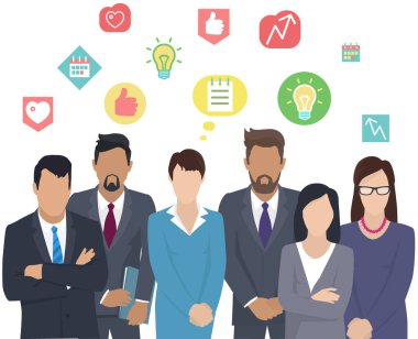 İş ekibi çalışmaya hazır. Takım çalışması. İş arkadaşları iletişim kurar. Takım oluşturma